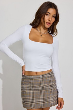 Women Garage Addison Square Neck Long Sleeve White | A-2580719