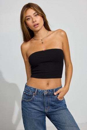 Women Garage Femme Tube Tank Top Black | A-9286574