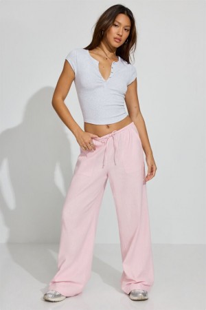 Women Garage Millie Linen Pull-on Pants Light Purple | A-5078694