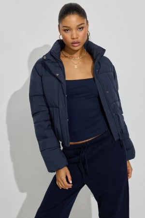 Women Garage Mini Down Jackets Blue | A-4572839