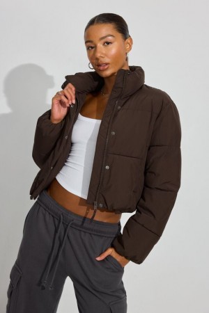 Women Garage Mini Down Jackets Brown | A-0263751