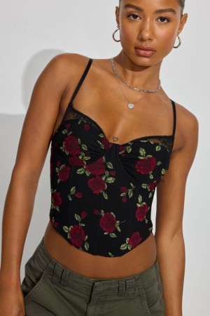 Women Garage Sabrina Peek-a-boo Tank Top Rose / Black | A-2869501