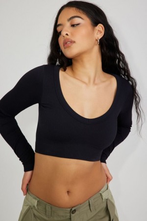 Women Garage Sonia Seamless Long Sleeve Black | A-7046152