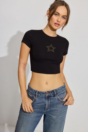 Women Garage Stormi T Shirts Black | A-3548126