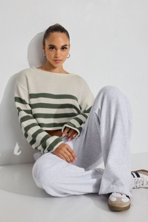 Women Garage Supersoft Boatneck Sweater White / Green | A-2350719