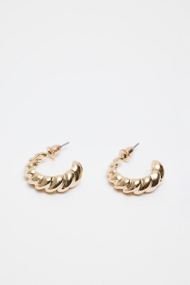 Women Garage 3 Pack Textured Hoop Earrings Gold | A-1298743