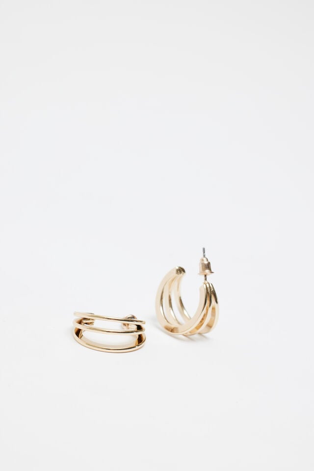 Women Garage 3 Pack Textured Hoop Earrings Gold | A-1298743