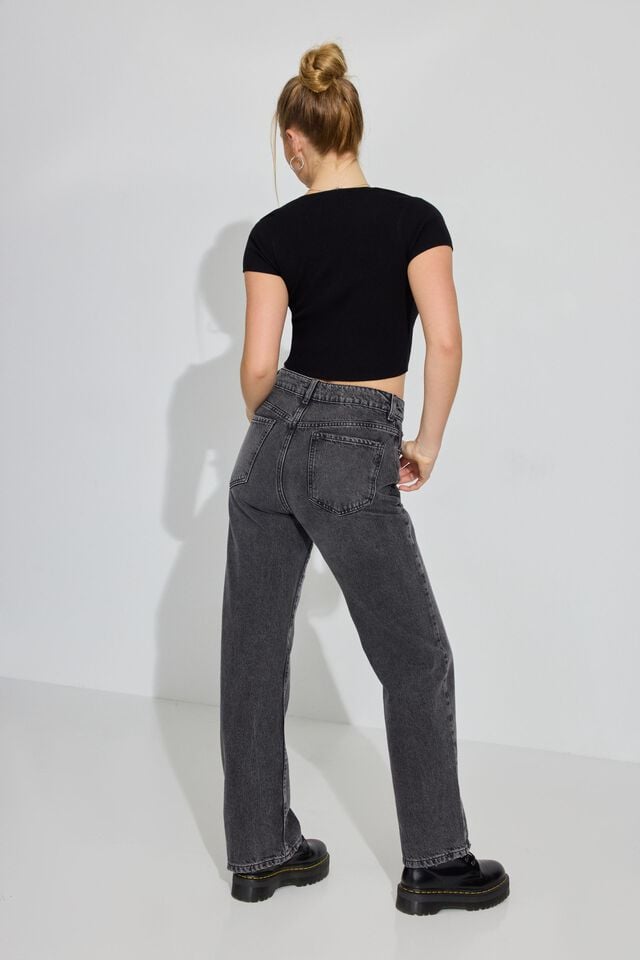 Women Garage 90s Straight Jeans Black | A-4619287