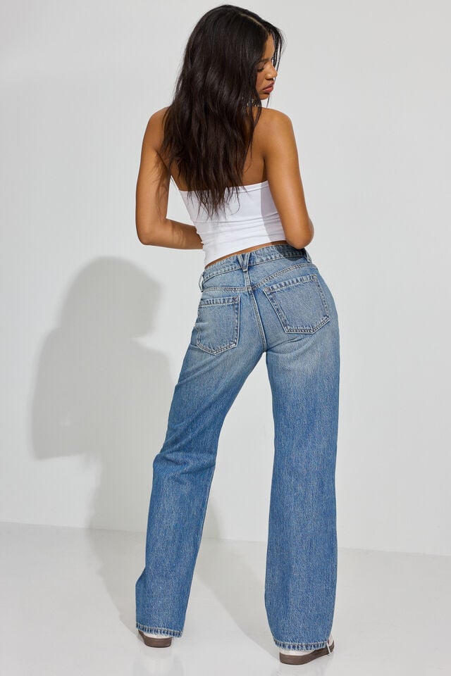 Women Garage 90s Straight Jeans Blue | A-1643527