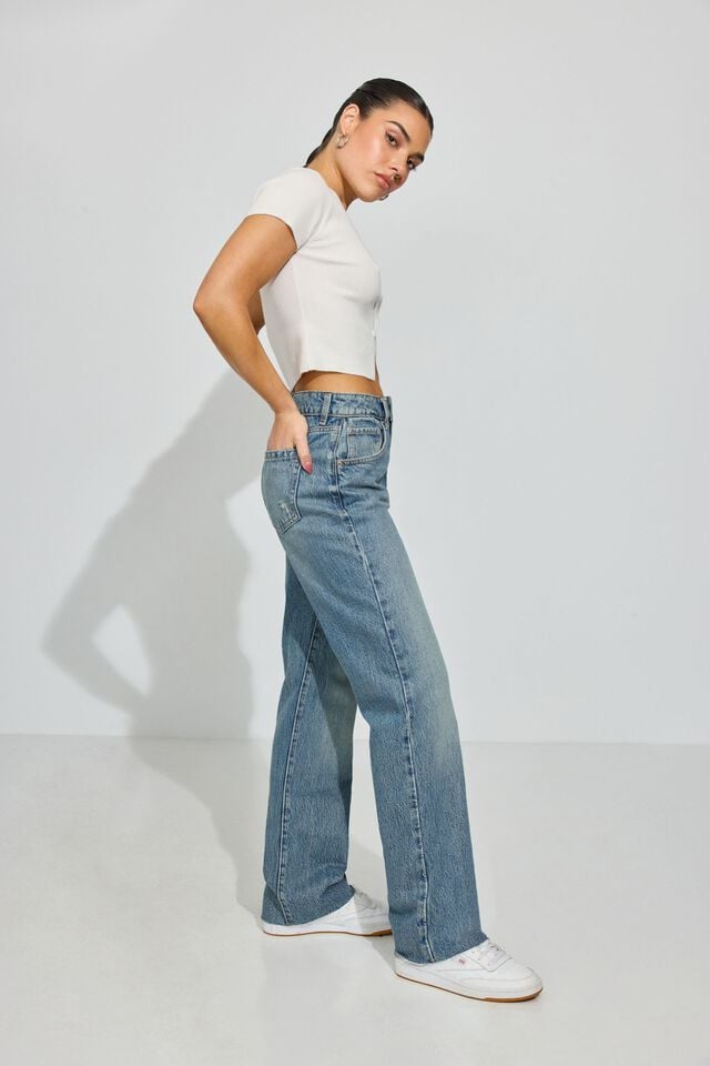 Women Garage 90s Straight Jeans Blue | A-4281576