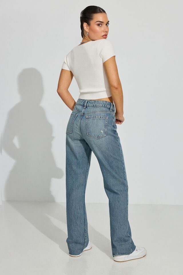 Women Garage 90s Straight Jeans Blue | A-4281576