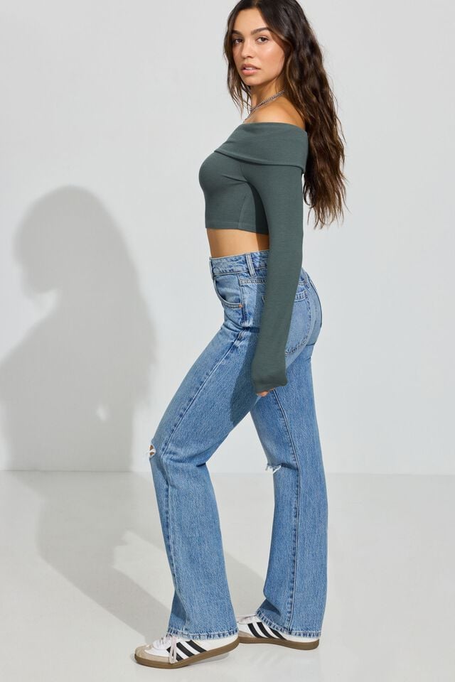 Women Garage 90s Straight Jeans Blue | A-6093421