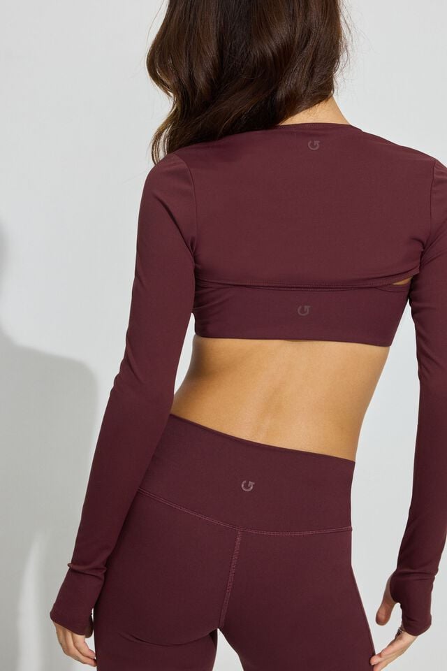 Women Garage Active Shrug Long Sleeve Burgundy | A-6170928