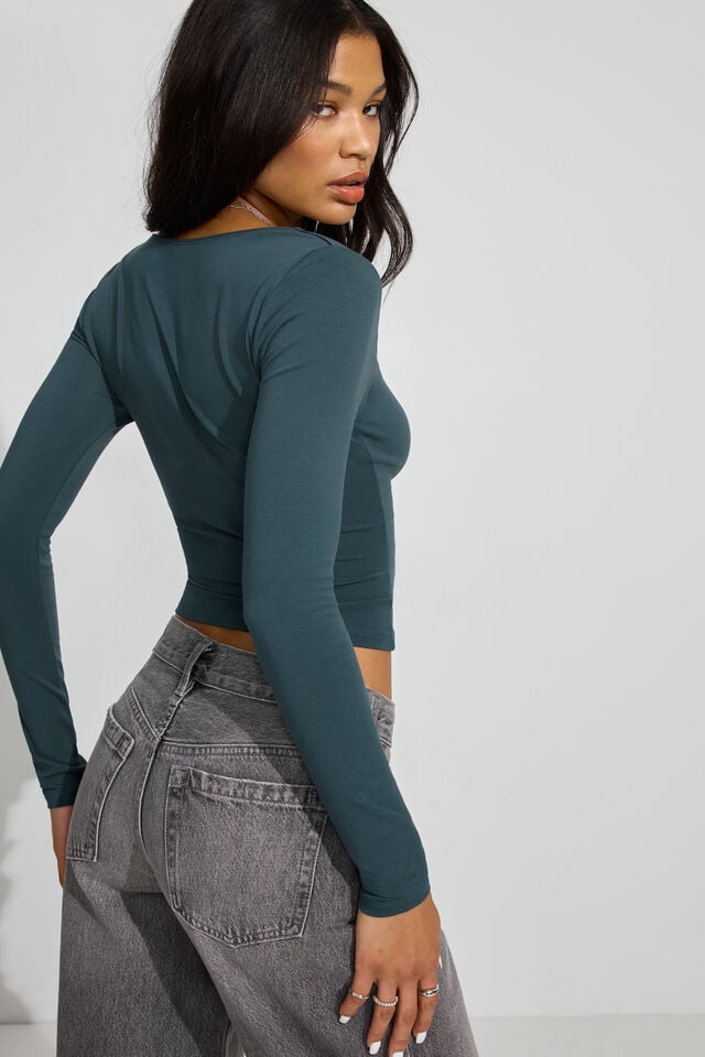 Women Garage Addison Square Neck Long Sleeve Turquoise | A-2307156