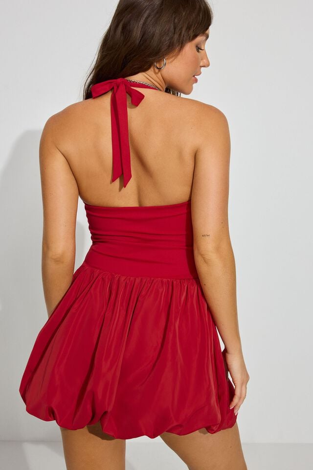 Women Garage Alina Bubble Halter Dress Red | A-8357092