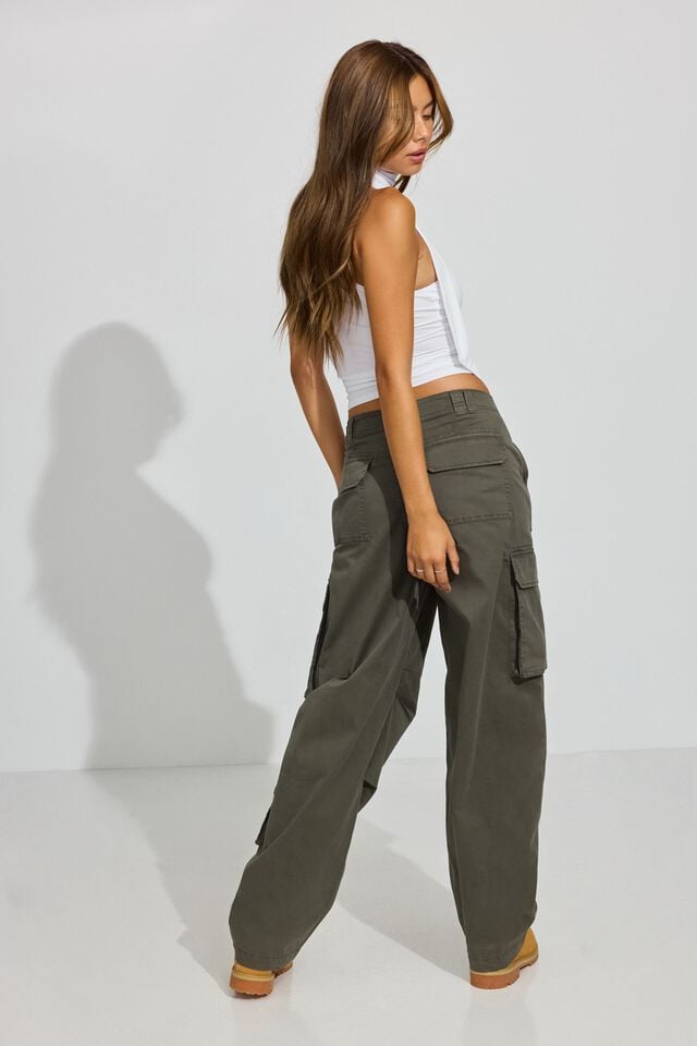 Women Garage Ashton Barrel Cargo Pants Dark Green | A-6182539