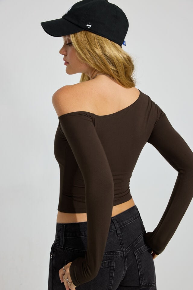 Women Garage Asymmetric Long Sleeve Brown | A-2584769