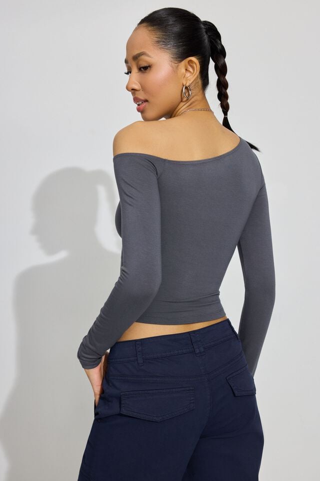 Women Garage Asymmetric Long Sleeve Grey | A-5436072