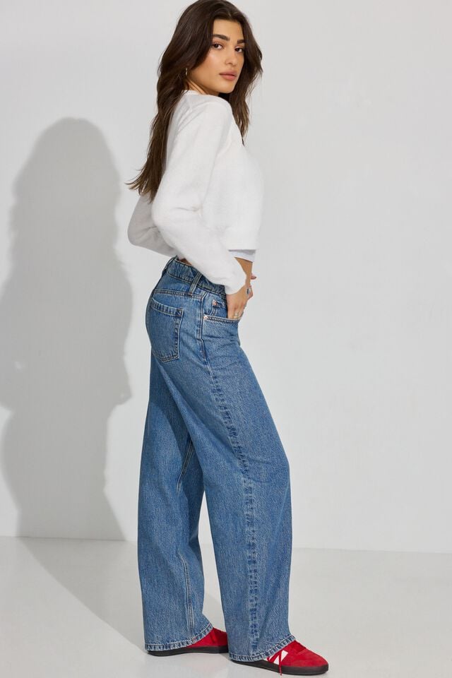 Women Garage Baggy Jeans Blue | A-0741926