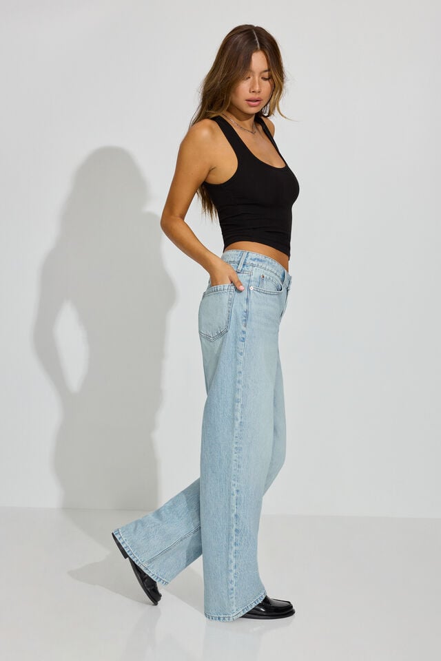 Women Garage Baggy Jeans Blue | A-9128045