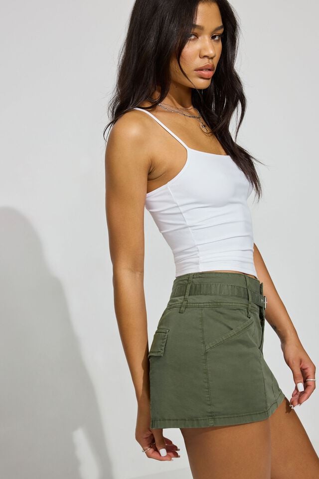 Women Garage Belted Micro Skorts Green | A-8942670