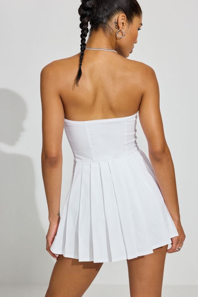 Women Garage Bow Sweetheart Mini Dress White / Pink | A-1504879