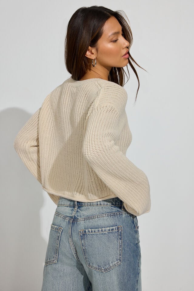 Women Garage Boxy Sweater Light Blue / White | A-6392801