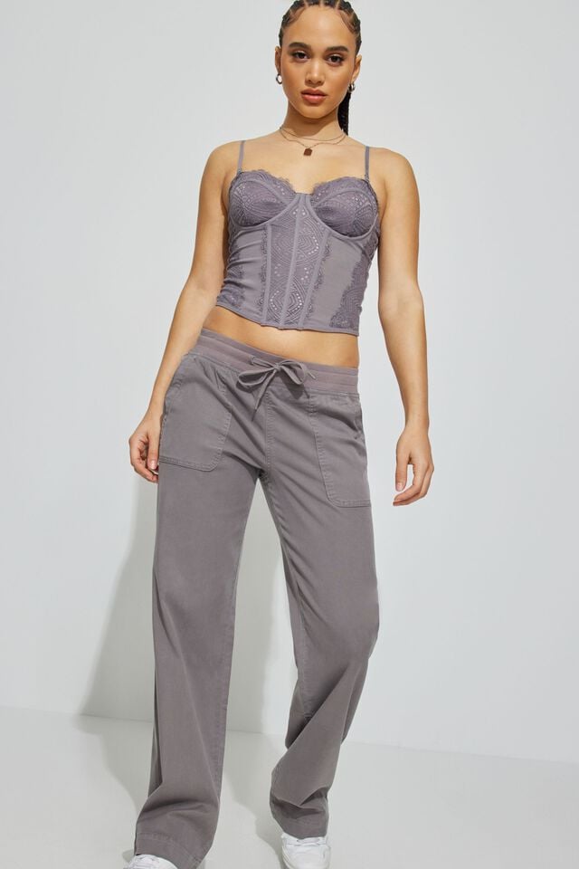 Women Garage Callie Pull On Pant Pants Grey | A-9367041