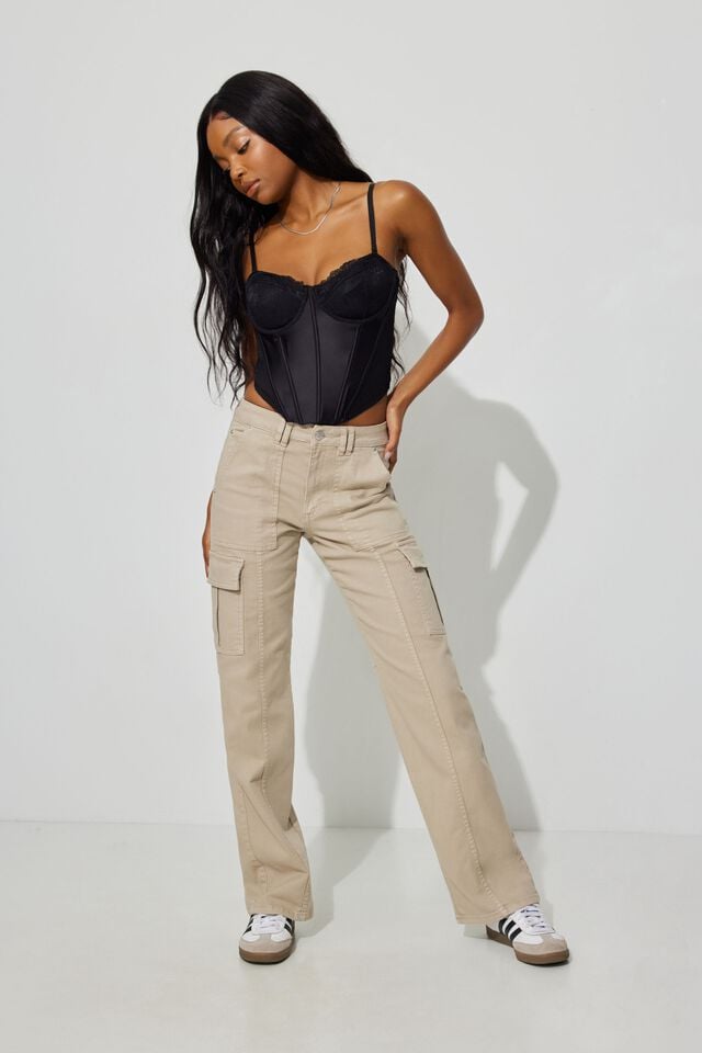 Women Garage Camden Cargo Pants Beige | A-3917526