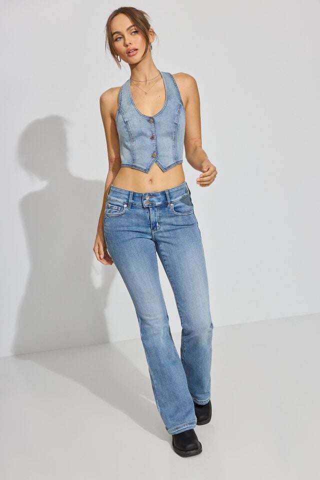 Women Garage Denim Halter Vest Blue | A-1964780