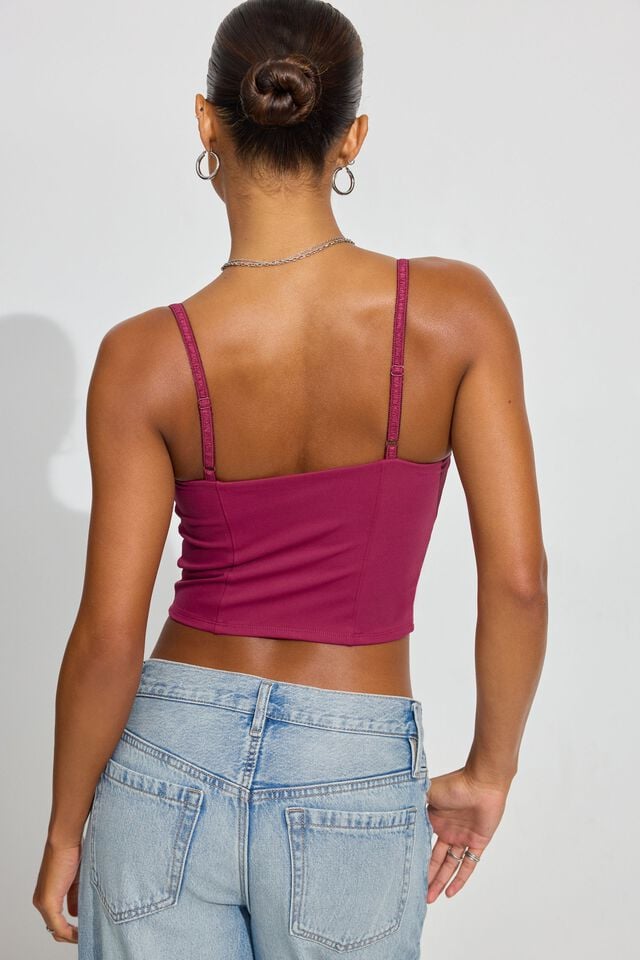 Women Garage Double Layer Tank Top Purple Red | A-5347186