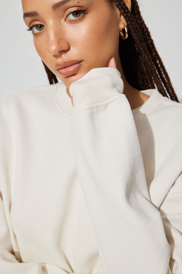 Women Garage Elevated Sweatshirts White | A-6329704