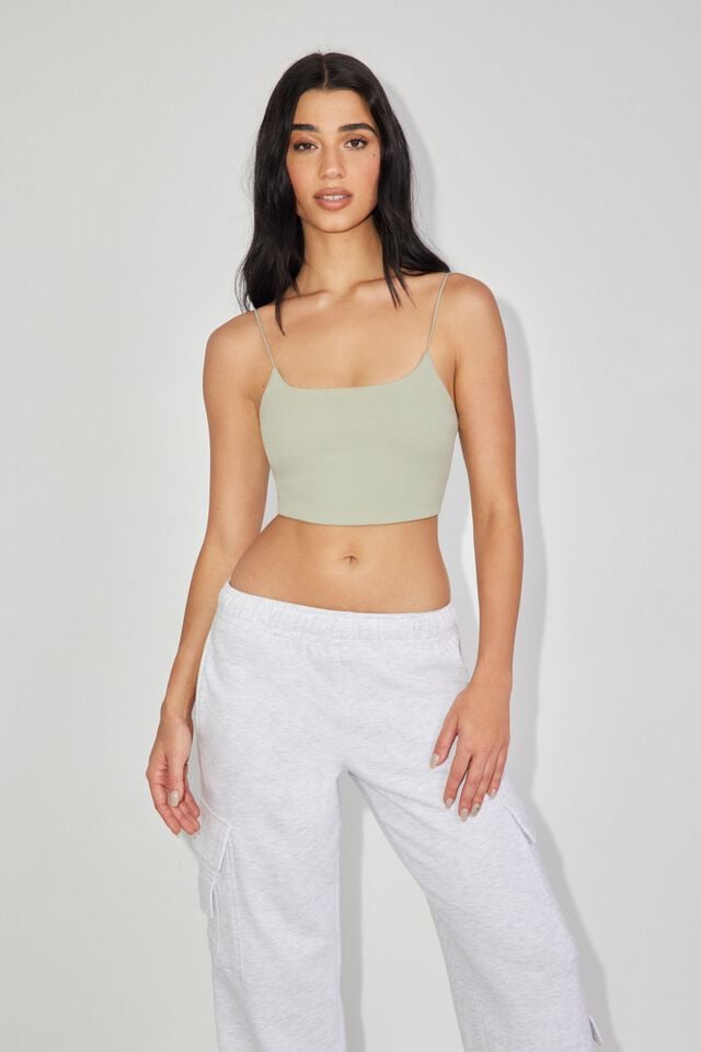 Women Garage Eva Cropped Cami Tank Top Green | A-2084573