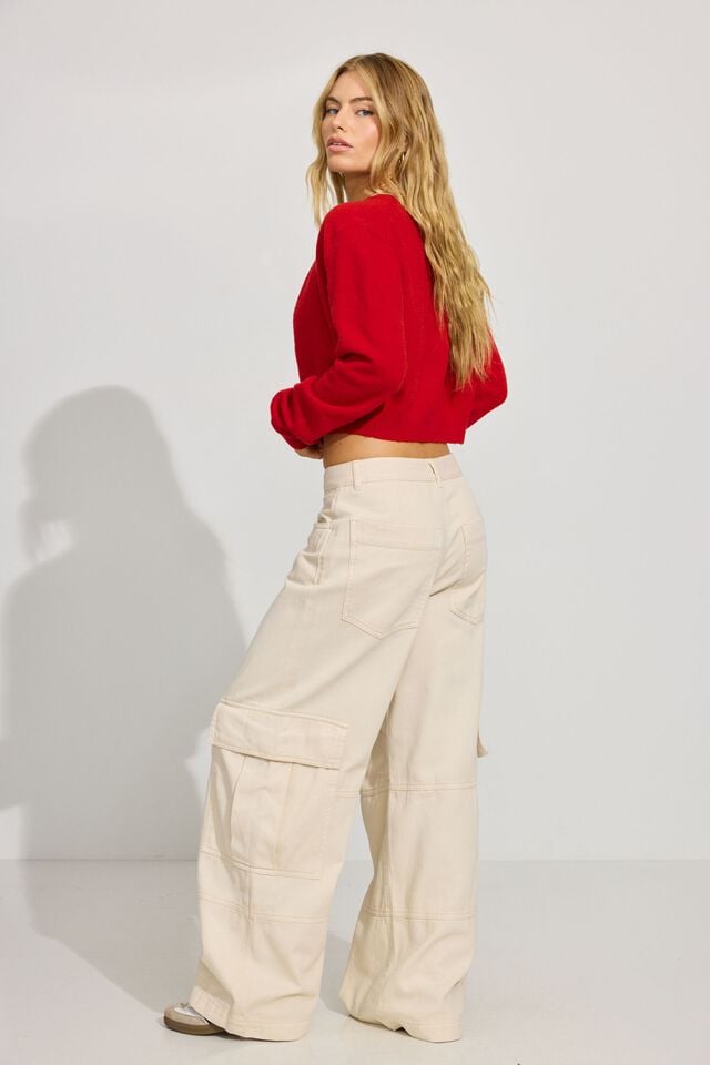 Women Garage Extreme Baggy Cargo Pants White | A-9023765