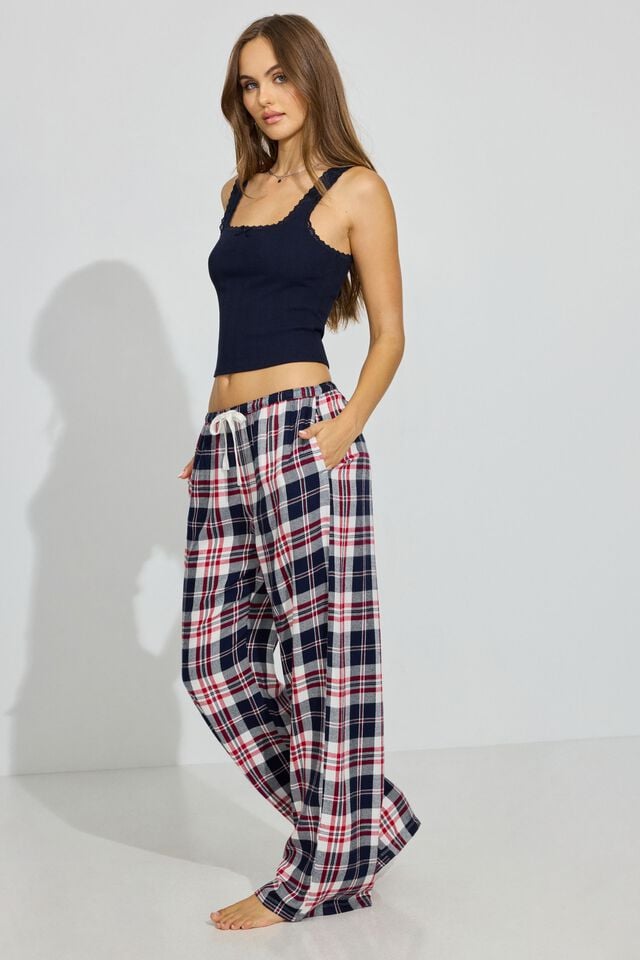 Women Garage Flannel Pants Navy | A-9820765