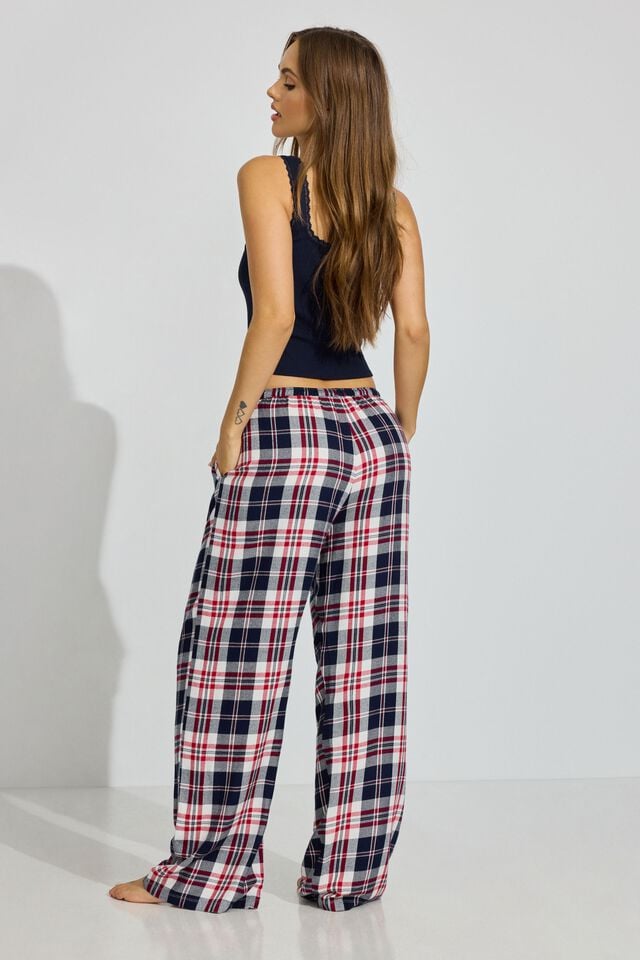 Women Garage Flannel Pants Navy | A-9820765