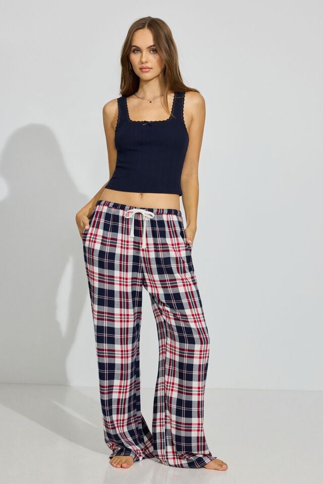 Women Garage Flannel Pants Navy | A-9820765