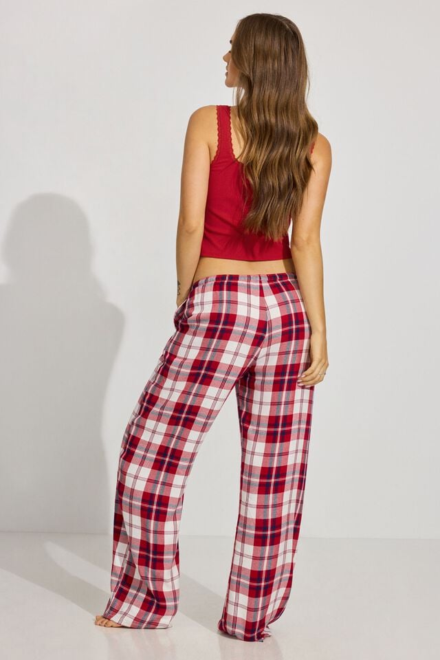 Women Garage Flannel Pants Red | A-9487065