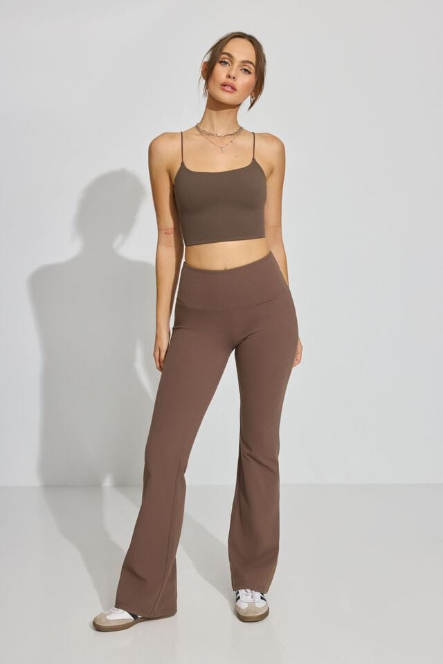 Women Garage Flare Leggings Brown | A-3150648