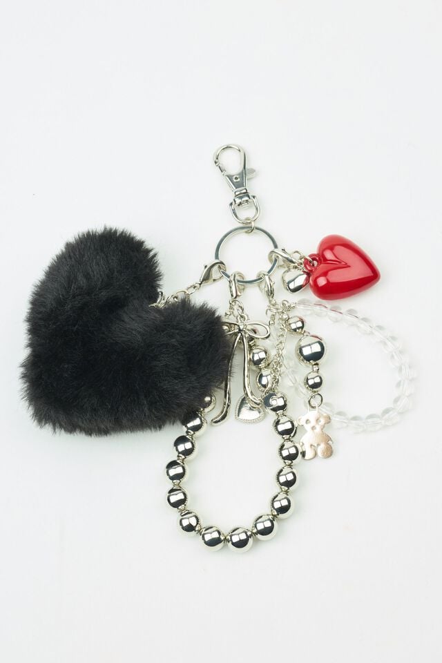 Women Garage Fur Heart & Charms Bags Black / Red | A-8403215