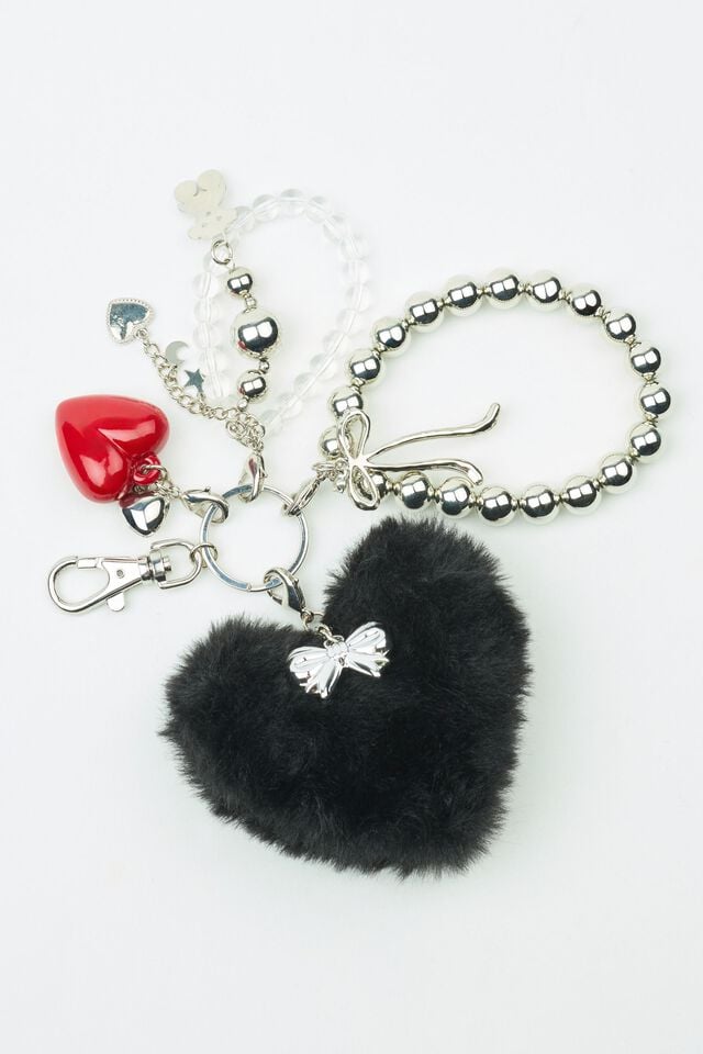 Women Garage Fur Heart & Charms Bags Black / Red | A-8403215