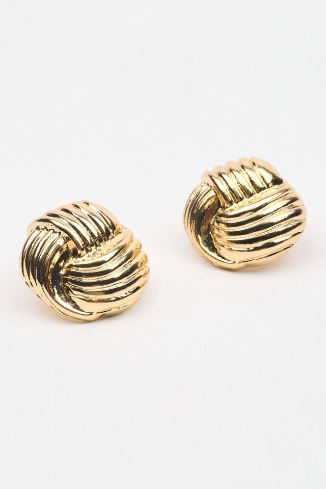 Women Garage Knotted Button Earrings Gold | A-9715280