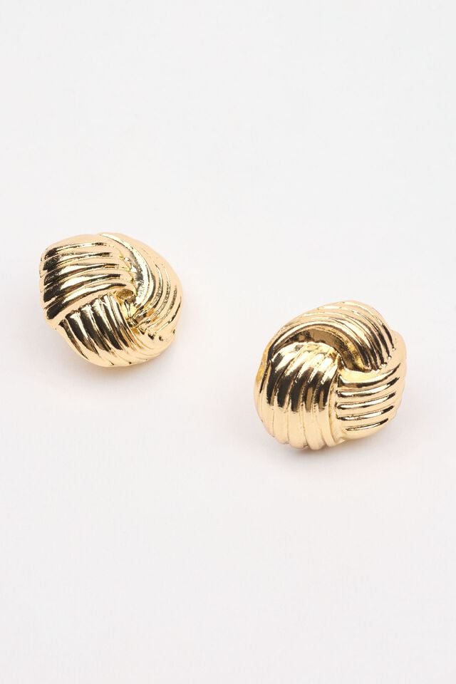 Women Garage Knotted Button Earrings Gold | A-9715280