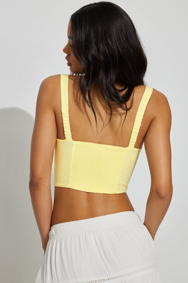 Women Garage Lia Lace Trim Tank Top Cream Yellow | A-7182563