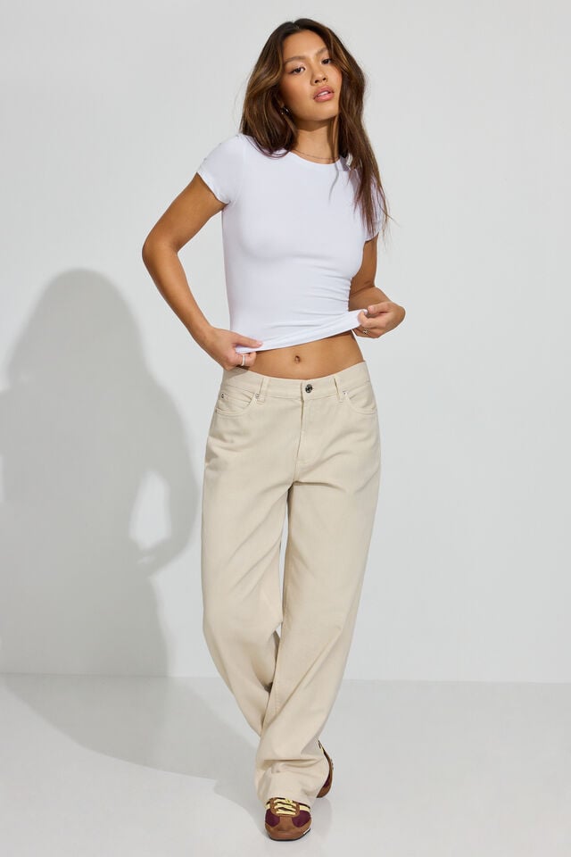 Women Garage Low Rise Pants White | A-4791380