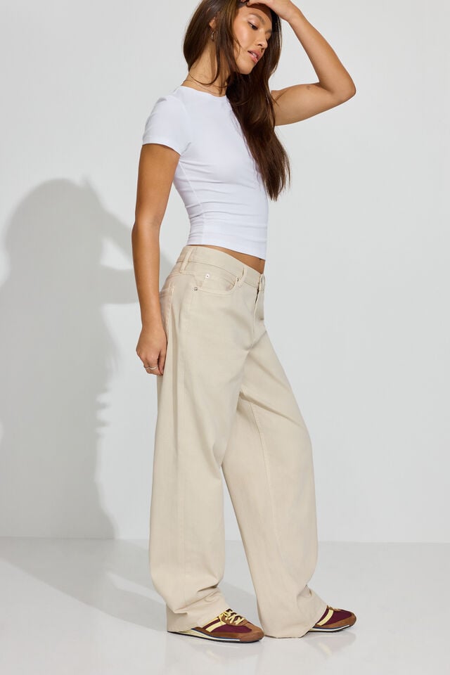 Women Garage Low Rise Pants White | A-4791380