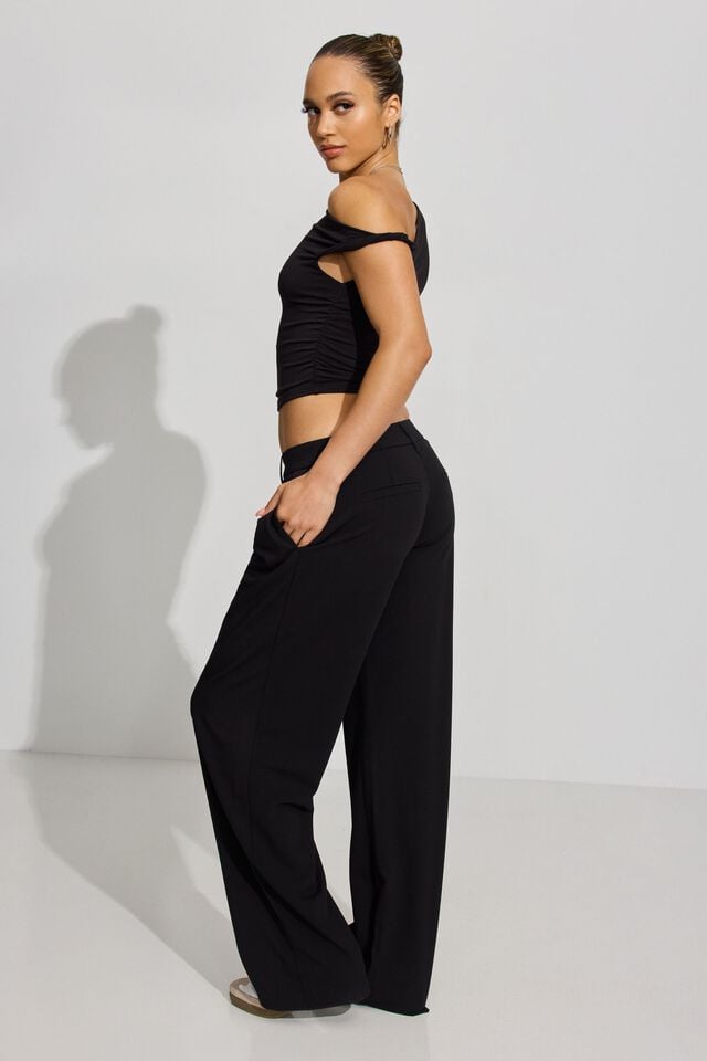 Women Garage Low Rise Relaxed Pants Black | A-5034976