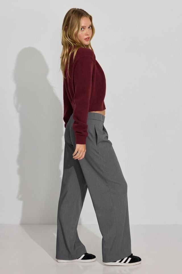 Women Garage Low Rise Relaxed Pants Grey | A-4975182