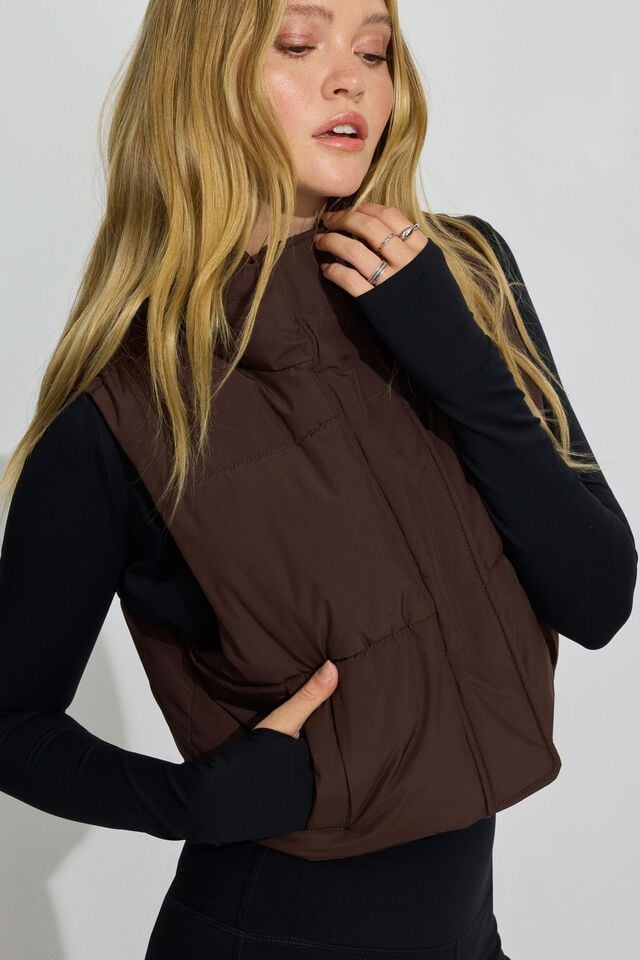 Women Garage Mini 2.0 Puffer Vest Brown | A-3417096