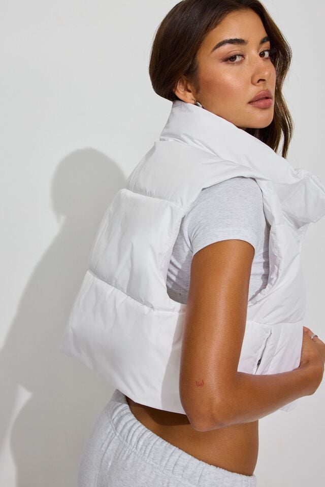 Women Garage Mini 2.0 Puffer Vest White | A-0287634